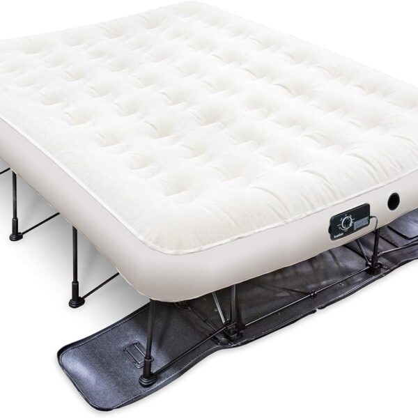 Ivation EZ-Bed (Queen) Air Mattress with Frame & Rolling Case. Self Inflatable. Blow Up Bed Auto Shut-Off. Comfortable Surface AirBed. Best for Guest. Travel. Vacation. Camping