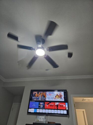 72 inch Large Ceiling Fans with Lights and Remote. Indoor/Outdoor Black Modern Ceiling Fan for Kitchen Living Room Patio. 6 Speed Reversible Quiet DC Motor. 3 CCT. Dual Finish 8 Blades photo review