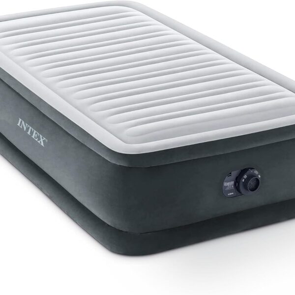 Intex 67765ED Dura-Beam Deluxe Comfort-Plush Mid-Rise Air Mattress : Fiber-Tech ?C Twin Size ?C Built-in Electric Pump ?C 13in Bed Height ?C 300lb Weight Capacity