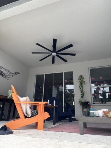 72 inch Large Ceiling Fans with Lights and Remote. Indoor/Outdoor Black Modern Ceiling Fan for Kitchen Living Room Patio. 6 Speed Reversible Quiet DC Motor. 3 CCT. Dual Finish 8 Blades photo review