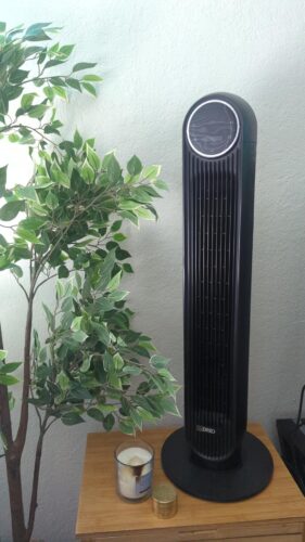 Dreo Tower Fan for Bedroom. 25ft/s Velocity 28dB Quiet Floor Fan. 90?? Oscillating Fans for Indoors with 4 Speeds. 4 Modes. 8H Timer. Bladeless Standing Fan. Black. Nomad One (DR-HTF007) photo review