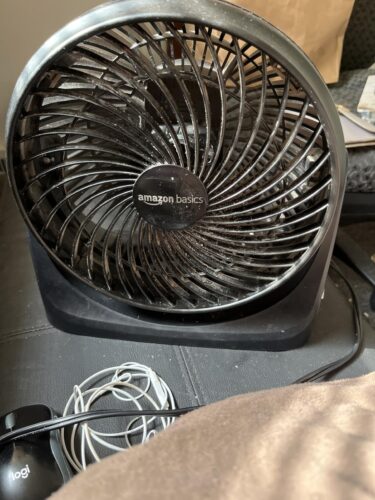 Amazon Basics Air Circulator Fan. Desk Fan for Bedroom. Home and Office. With 90-Degree Tilt Head. 3 Speed Settings. Lightweight (3 LBS). 35 Watts. Black. 11.1W x 6.3D x 10.9H photo review
