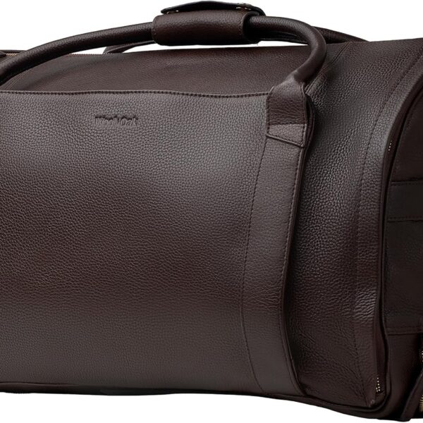 Wool & Oak - NOVA Large Duffle Bag with Wheels - Carry On Garment Duffle Bags for Travel. Overnight. Hospital. Travel Bags for Women & Men with Shoe Compartment & Tech Pocket (Leather. Chocolate)