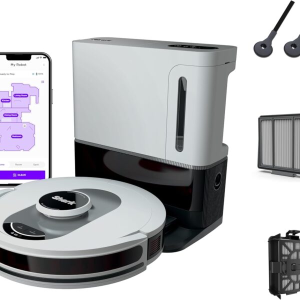 Shark AI Ultra Voice Control Robot Vacuum with Matrix Clean Navigation. Home Mapping. 60-Day Capacity. XL Self-Empty Base for Homes with Pets. Carpet & Hard Floors. Cool Grey