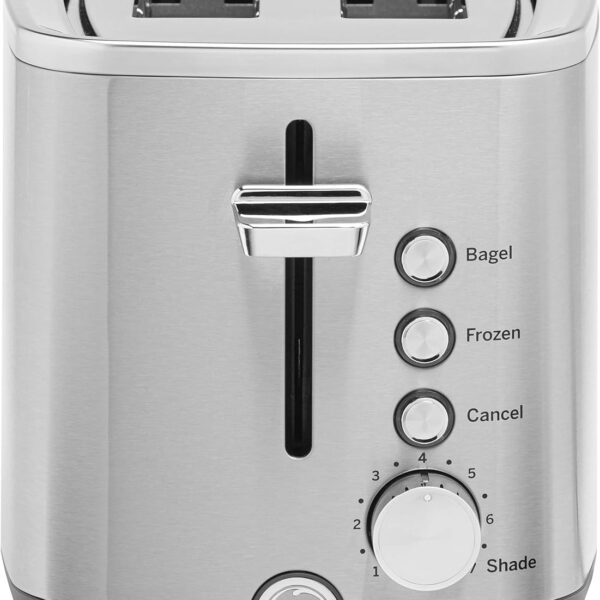 GE 2 Slice Stainless Steel Toaster. Extra Wide Slots for Toasting Bagels. Breads. Waffles & More. 7 Adjustable Shade Settings. Removable Crumb Tray. Countertop Kitchen Essentials. 850 Watts