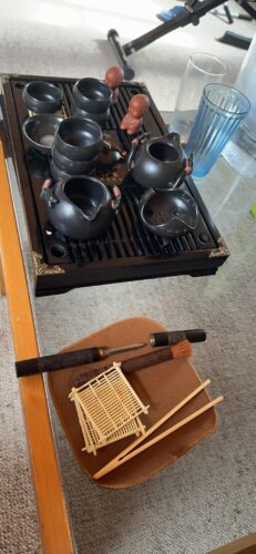 fanquare Chinese Black Ceramic Kung Fu Tea Set With Tea Tray And Small Tea Tools.Porcelain Tea Service photo review