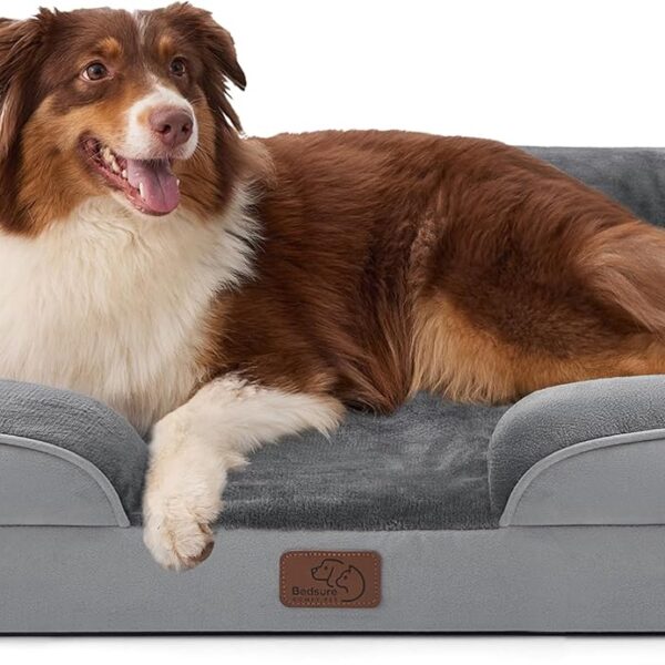 Bedsure Orthopedic Dog Beds Large Sized Dog - Washable Large Dog Cat Bed Waterproof. Comfort Dogs Couch Sofa with Washable Removable Cover. Pet Bed with Nonskid Bottom. Grey. 35