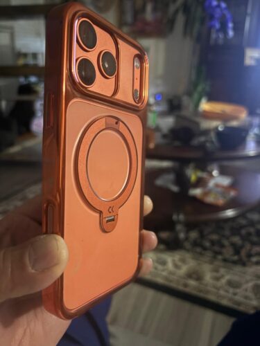 CASEKOO Cosmic Orange Glossy for iPhone 17 Pro Max Case [360 Spin Magnetic Stand][Fit for MagSafe][17FT Military Protection] Slim Polished for iPhone 17 Pro Max Case with Stand 6.9''. Cosmic Orange photo review