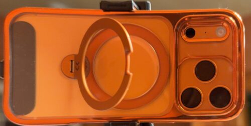 CASEKOO Cosmic Orange Glossy for iPhone 17 Pro Max Case [360 Spin Magnetic Stand][Fit for MagSafe][17FT Military Protection] Slim Polished for iPhone 17 Pro Max Case with Stand 6.9''. Cosmic Orange photo review