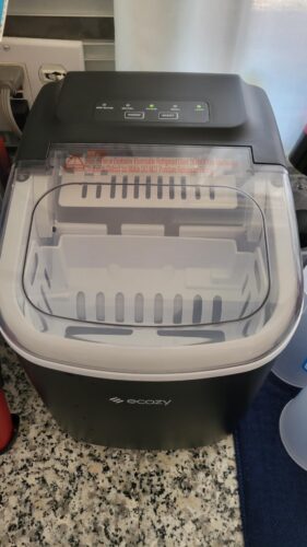 ecozy Portable Countertop Ice Maker - 9 Ice Cubes in 6 Minutes. 26 lbs Daily Output. Self-Cleaning with Ice Bags. Scoop. and Basket for Kitchen. Office. Bar. Party - Black photo review