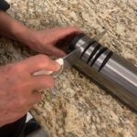 Narcissus Knife Sharpener. Professional 2 Stage Electric Knife Sharpener for Quick Sharpening & Polishing. with Scissors Sharpener and Metal Dust Collection Box. Stainless Steel. Silver photo review