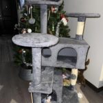 Yaheetech 54in Cat Tree. Multi-Level Cat Tower with Spacious Kitten-ear Perch. 2 Cozy Caves. Scratching Posts. Climbing Ladder. 2 Plush Balls. Durable Pet House Furniture for Indoor Kittens. Dark Gray photo review