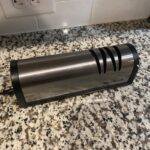 Narcissus Knife Sharpener. Professional 2 Stage Electric Knife Sharpener for Quick Sharpening & Polishing. with Scissors Sharpener and Metal Dust Collection Box. Stainless Steel. Silver photo review