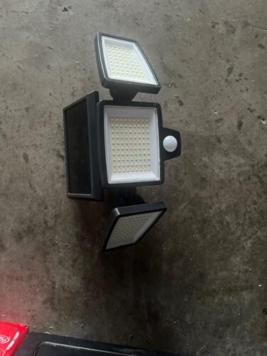 Tuffenough Solar Outdoor Lights 2500LM 210 LED Security Lights with Remote Control.3 Heads Motion Sensor Lights. IP65 Waterproof.270° Wide Angle Flood Wall Lights with 3 Modes(2 Packs) photo review