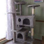 Yaheetech 54in Cat Tree. Multi-Level Cat Tower with Spacious Kitten-ear Perch. 2 Cozy Caves. Scratching Posts. Climbing Ladder. 2 Plush Balls. Durable Pet House Furniture for Indoor Kittens. Dark Gray photo review