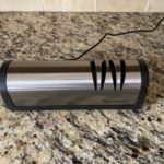 Narcissus Knife Sharpener. Professional 2 Stage Electric Knife Sharpener for Quick Sharpening & Polishing. with Scissors Sharpener and Metal Dust Collection Box. Stainless Steel. Silver photo review