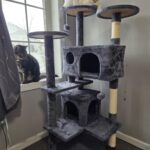 Yaheetech 54in Cat Tree. Multi-Level Cat Tower with Spacious Kitten-ear Perch. 2 Cozy Caves. Scratching Posts. Climbing Ladder. 2 Plush Balls. Durable Pet House Furniture for Indoor Kittens. Dark Gray photo review