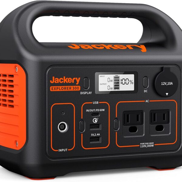 Jackery Portable Power Station Explorer 300. 293Wh Backup Lithium Battery. Solar Generator for Outdoors Camping Travel Hunting Blackout (Solar Panel Optional)